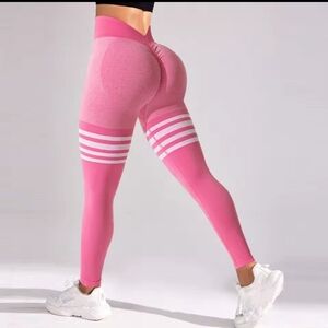 Pink Striped Leggings